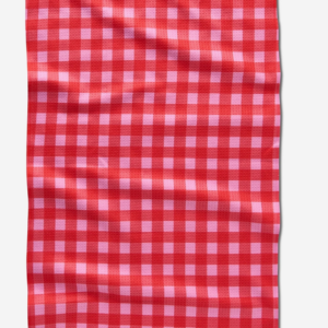 geometry cherry gingham tea towel